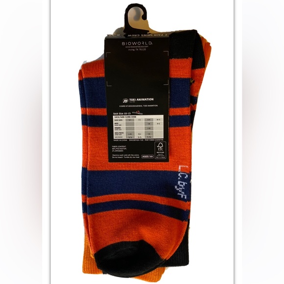 Dragonball Z Crew Socks 2 Pair Men 8-12 Blue Orange Black Goku & Gohan Anime NEW - Picture 3 of 12